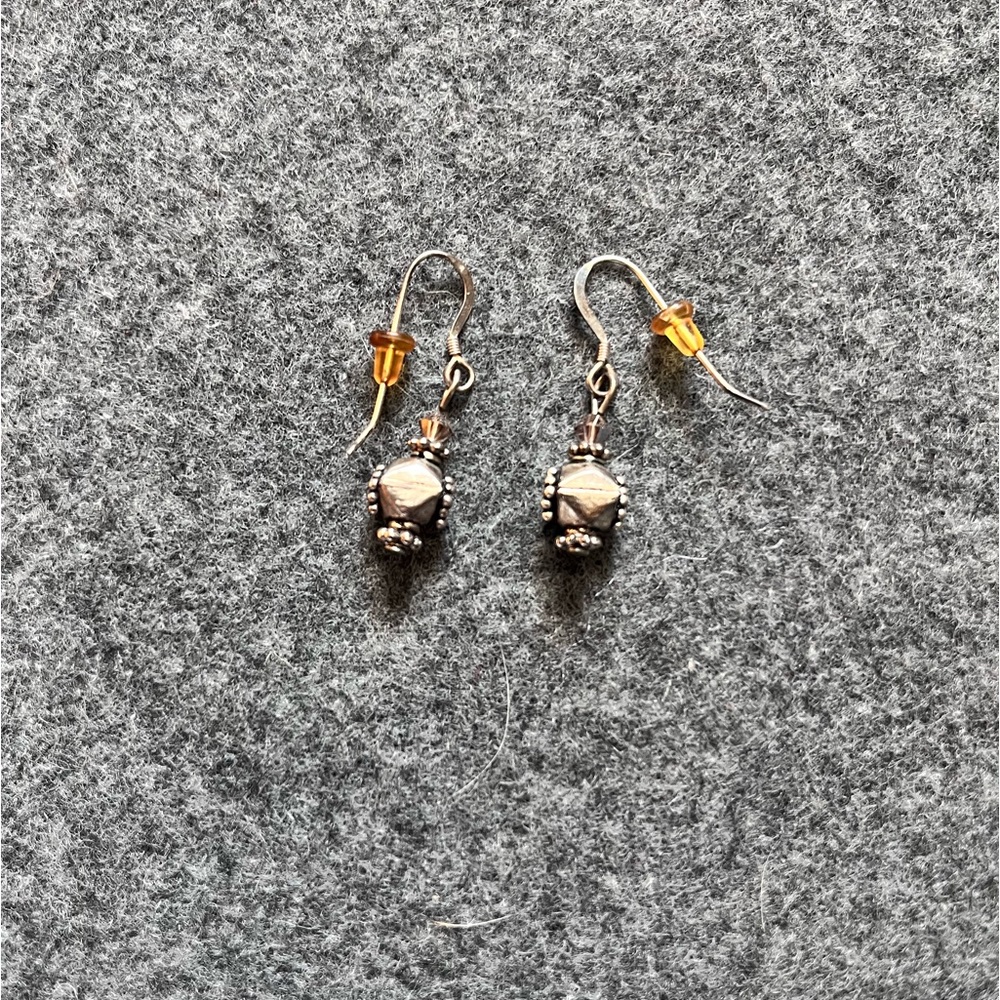 Silver and smoky quartz earrings